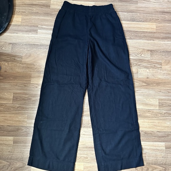 Old Navy Pants - Old Navy High Rise Linen Blend Wide Leg Pants Size S Tall Black Beachy Coastal